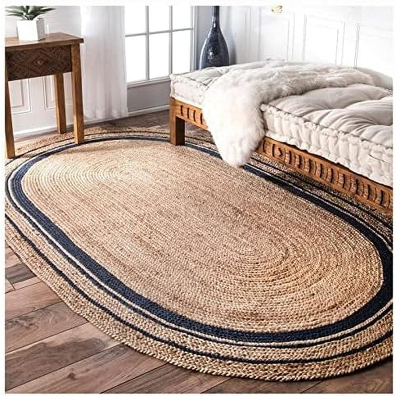 Jute Rug Natural Hand Braided Oval Shape