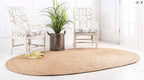 Jute Rug Natural Hand Braided Oval Shape Area
