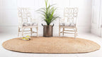 Jute Rug Natural Hand Braided Oval Shape Area