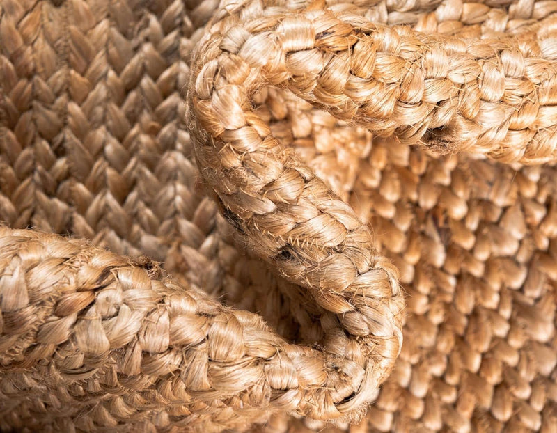 Jute Rug Natural Hand Braided Oval Shape Area