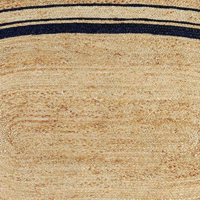 Jute Rug Natural Hand Braided Oval Shape Area