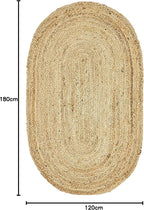 Jute Rug Natural Hand Braided Oval Shape Area