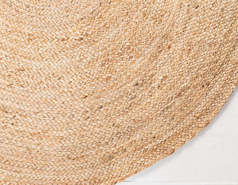 Jute Rug Natural Hand Braided Oval Shape Area