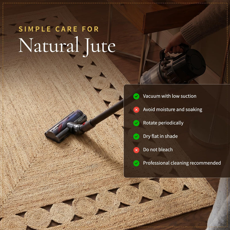 Jute Rug Natural Handmade Rectangle
