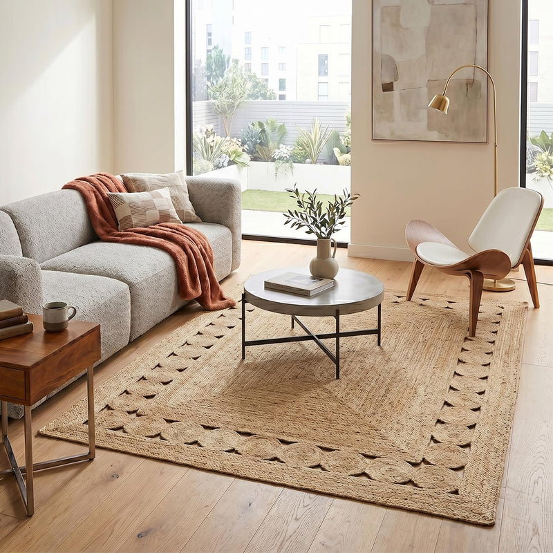 Jute Rug Natural Handmade Rectangle