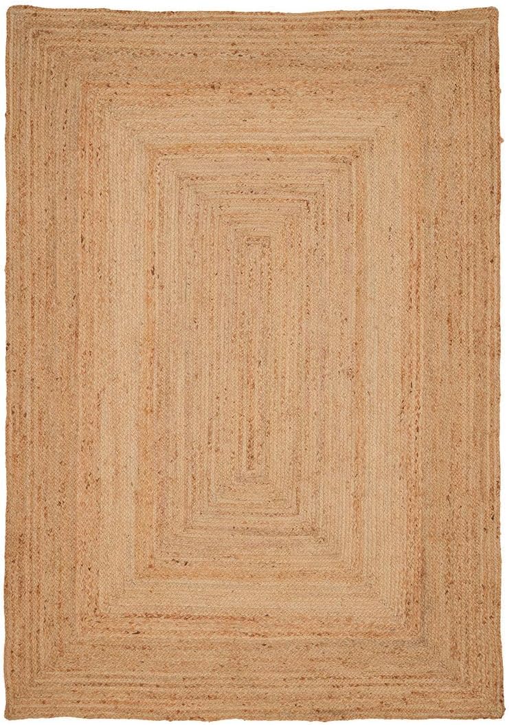 Jute Rug Natural Rustic Golden Rectangular Scandi Bohemian