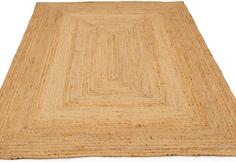 Jute Rug Natural Rustic Golden Rectangular Scandi Bohemian