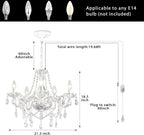 K9 Crystal Chandelier Pendant Light 5-Light 54x47CM Hardwired