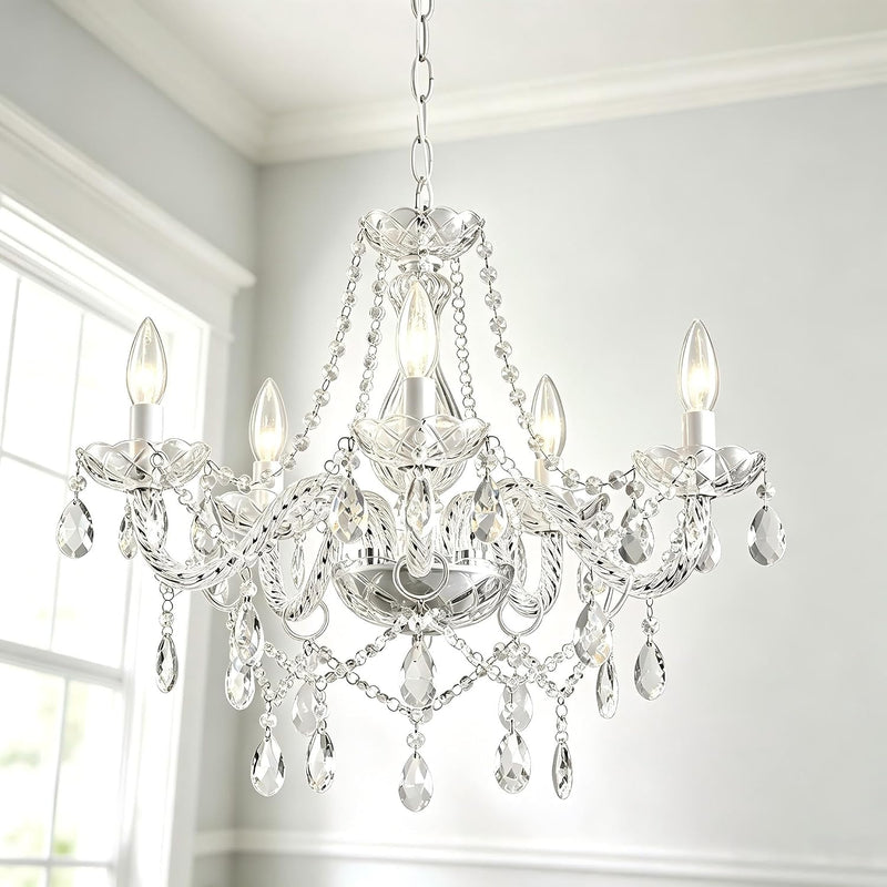 K9 Crystal Chandelier Pendant Light 5-Light 54x47CM Hardwired