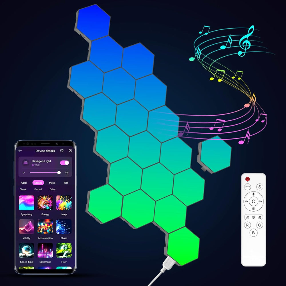 LED Lights — Hex Wall Light RGB Gaming (12 Pack)
