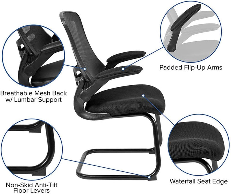 Kelista Mesh Sled Base Side Reception Chair