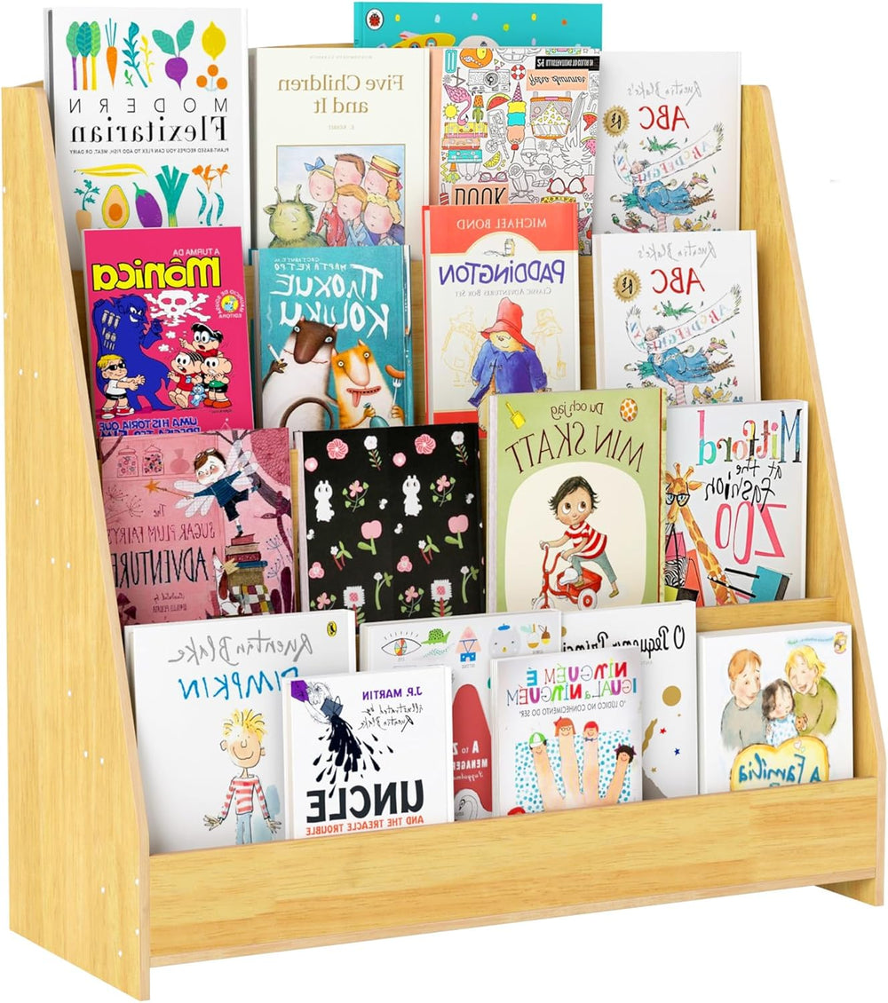 Bookshelf 4 Tier Kids Bookcase Wooden Childrens Single