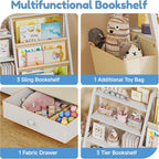 Bookshelf 4 Tier Kids Bookcase Wooden Childrens Single