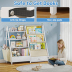 Bookshelf 4 Tier Kids Bookcase Wooden Childrens Single