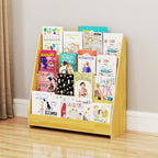 Bookshelf 4 Tier Kids Bookcase Wooden Childrens Single