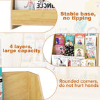 Bookshelf 4 Tier Kids Bookcase Wooden Childrens Single