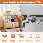 Bookshelf 4 Tier Kids Bookcase Wooden Childrens Single