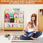 Bookshelf 4 Tier Kids Bookcase Wooden Childrens Single