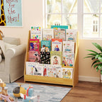 Bookshelf 4 Tier Kids Bookcase Wooden Childrens Single