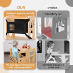 Kids 3-In-1 Montessori Learning Tower Foldable Wooden Kitchen