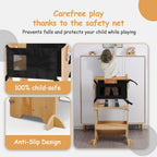 Kids 3-In-1 Montessori Learning Tower Foldable Wooden Kitchen