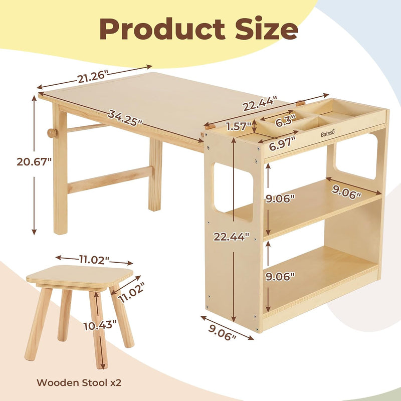 Kids Art Table and 2 Chairs Set