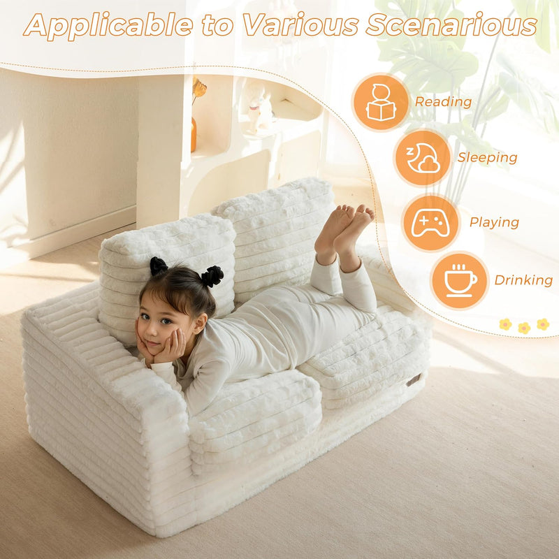 Kids Bean Bag Chair Comfy Faux Fur Sofa