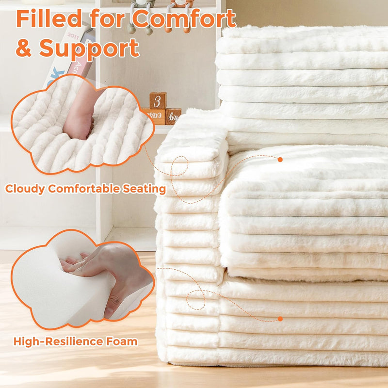 Kids Bean Bag Chair Comfy Faux Fur Sofa