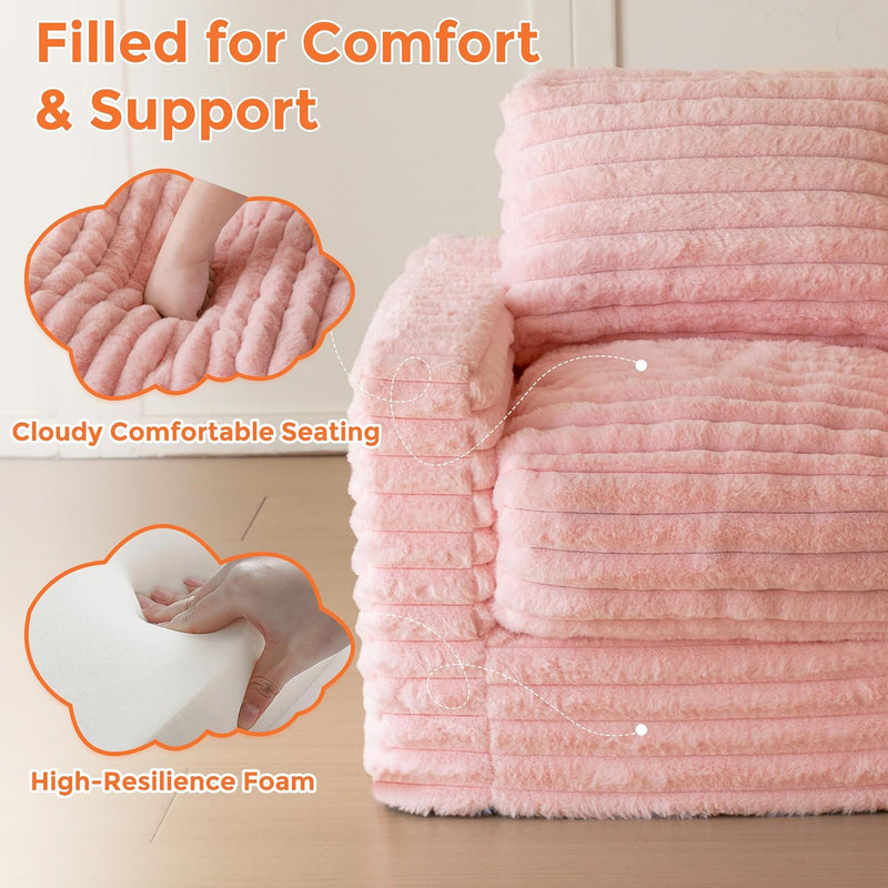 Kids Bean Bag Chair Comfy Faux Fur Sofa