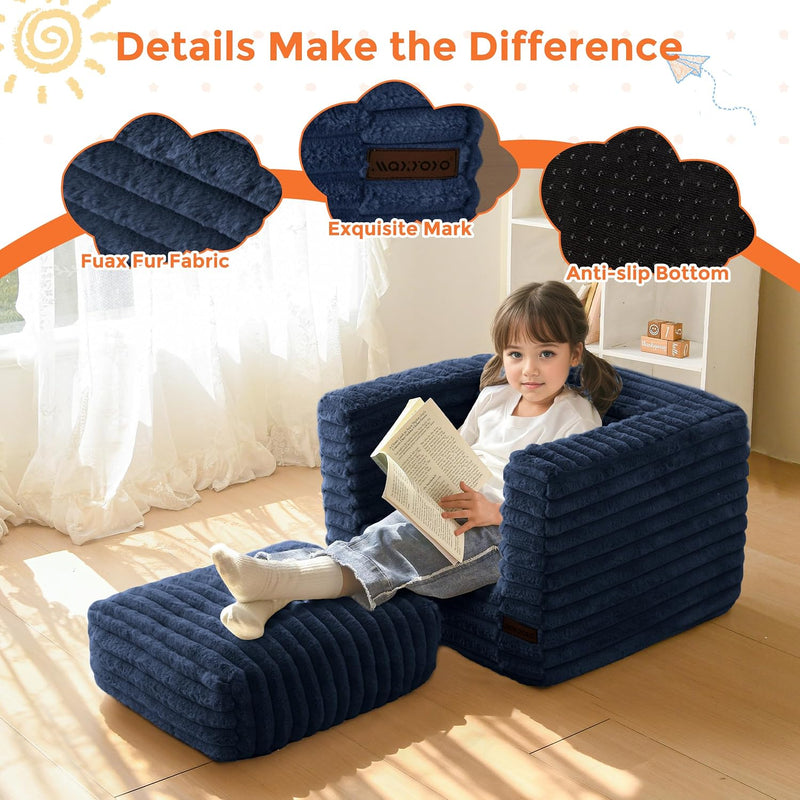 Kids Bean Bag Chair Comfy Faux Fur Sofa