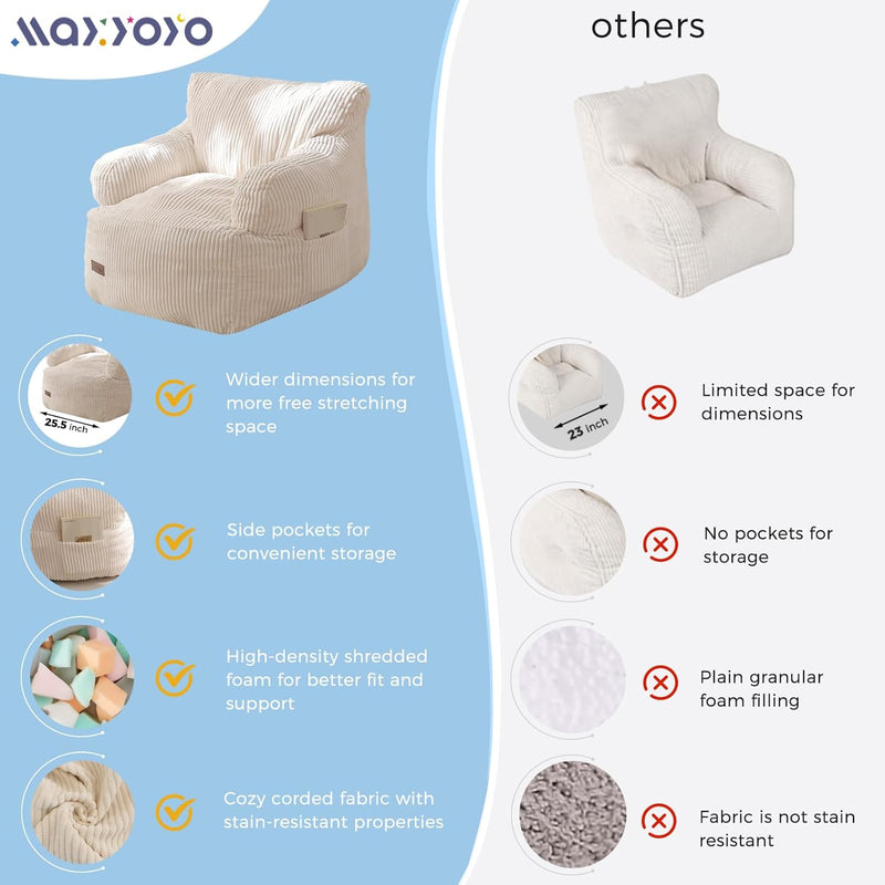 Kids Bean Bag Chair Stuffed Toddler Sofa