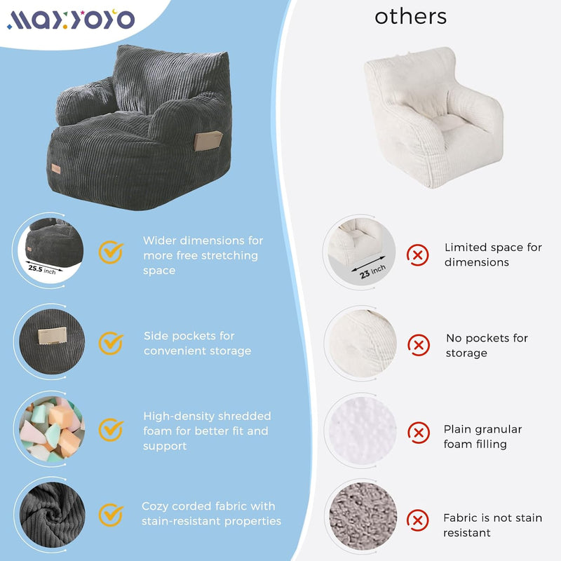 Kids Bean Bag Chair Stuffed Toddler Sofa