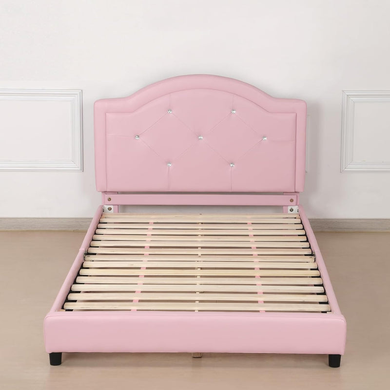Kids Bed Frame Pvc Leather Children's Toddler