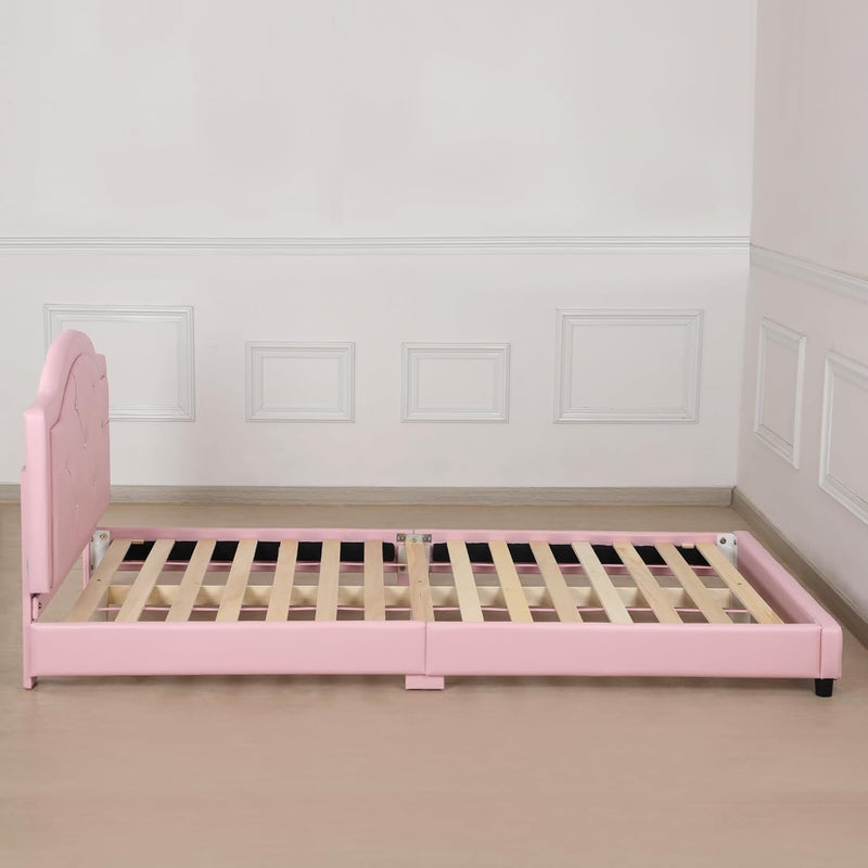 Kids Bed Frame Pvc Leather Children's Toddler