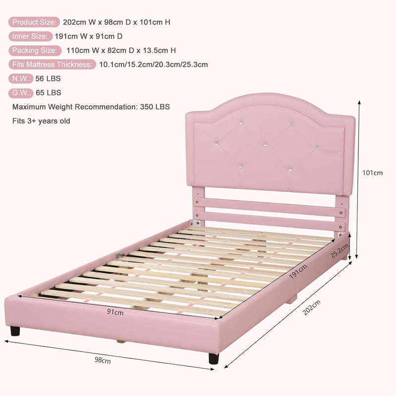 Kids Bed Frame Pvc Leather Children's Toddler