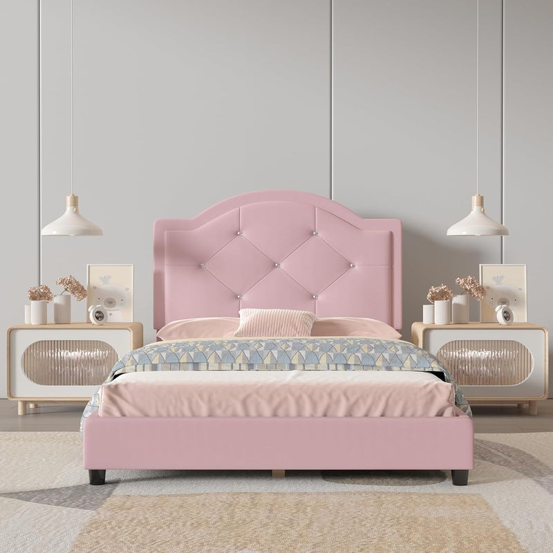 Kids Bed Frame Pvc Leather Children's Toddler