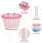 Kids Bike Basket Handwoven Cycle for Bicycle Girls