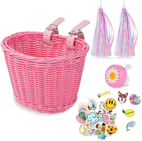 Kids Bike Basket Handwoven Cycle for Bicycle Girls