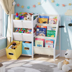 Kids Bookcase 3-Tier Bookshelf with 6 Toy Storage