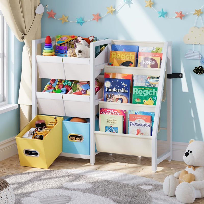 Kids Bookcase 3-Tier Bookshelf with 6 Toy Storage