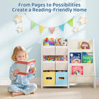 Kids Bookcase 3-Tier Bookshelf with 6 Toy Storage