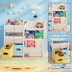 Kids Bookcase 3-Tier Bookshelf with 6 Toy Storage