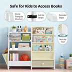 Kids Bookshelf 4 Tier Bookcase with Toy Storage
