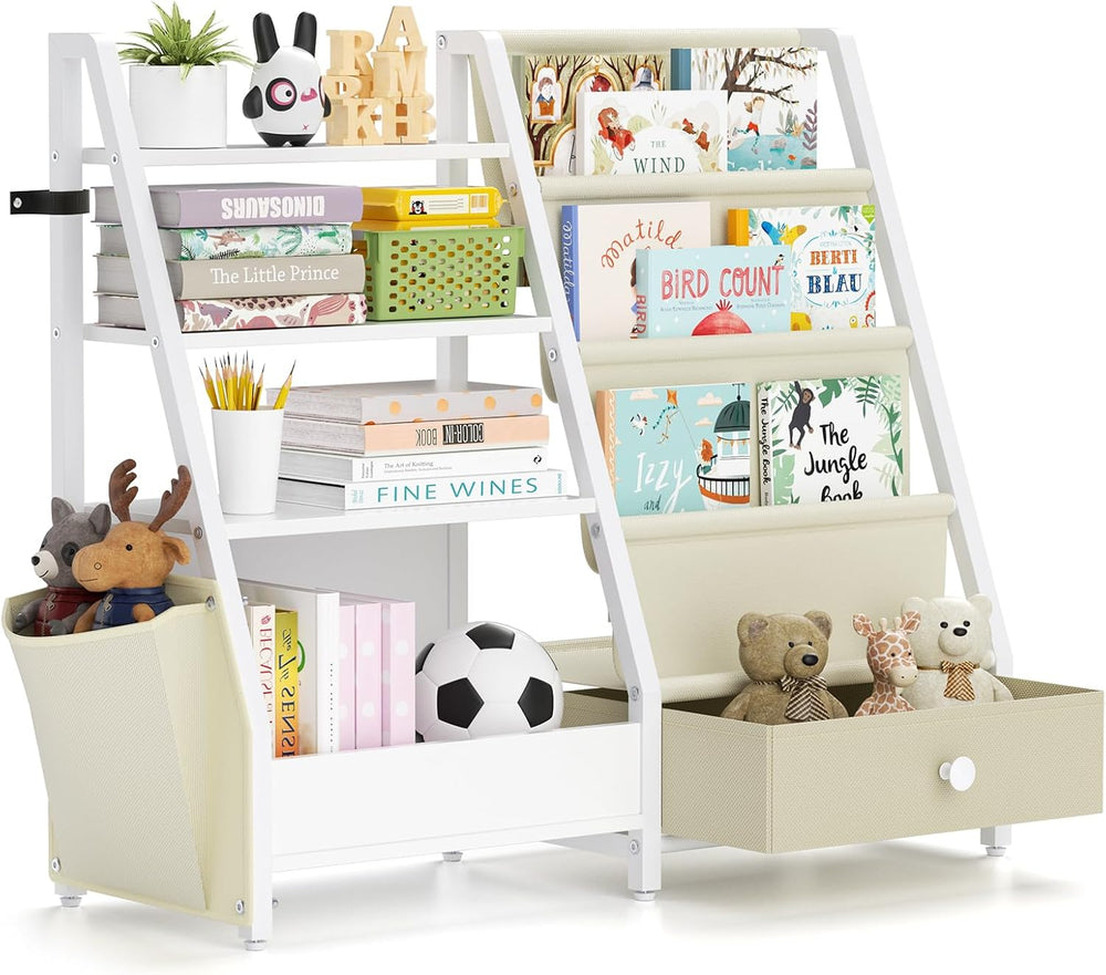 Kids Bookshelf 4 Tier Bookcase with Toy Storage