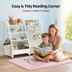 Kids Bookshelf 4 Tier Bookcase with Toy Storage