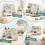 Kids Bookshelf 4 Tier Bookcase with Toy Storage