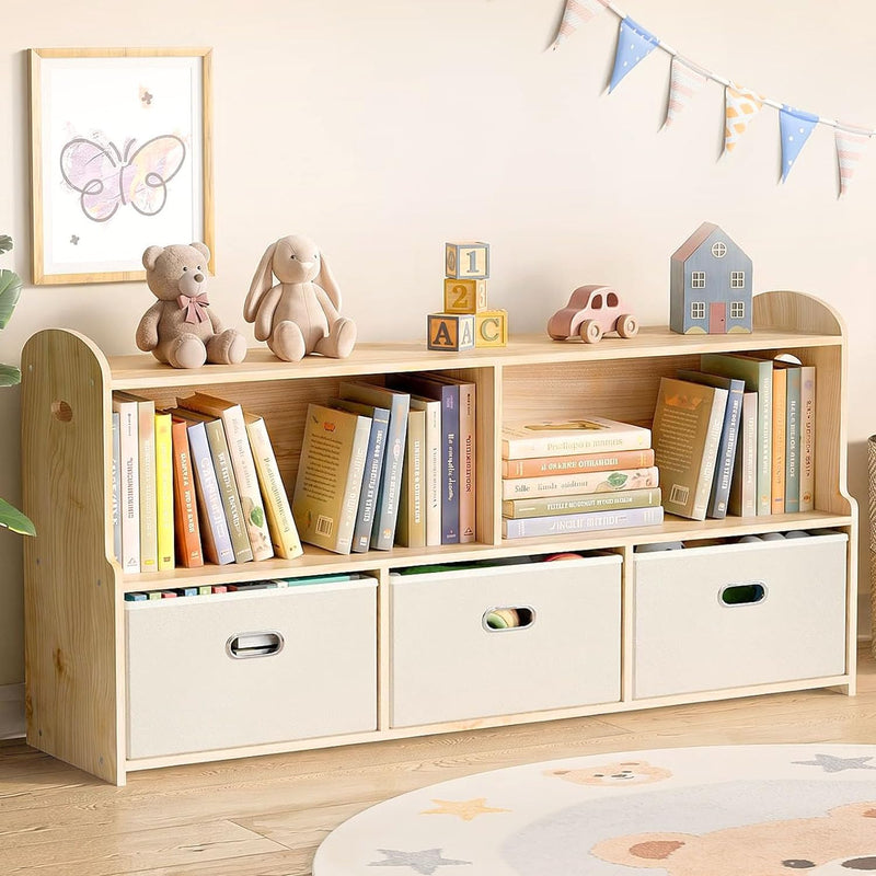Kids Bookshelf 5-Section Wooden Storage Cabinet 120CM