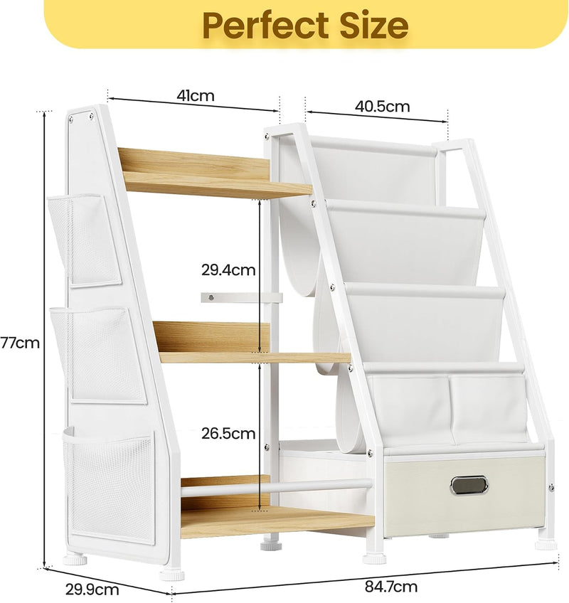 Kids Bookshelf and Toy Storage Organiser: 3-Tier Sling