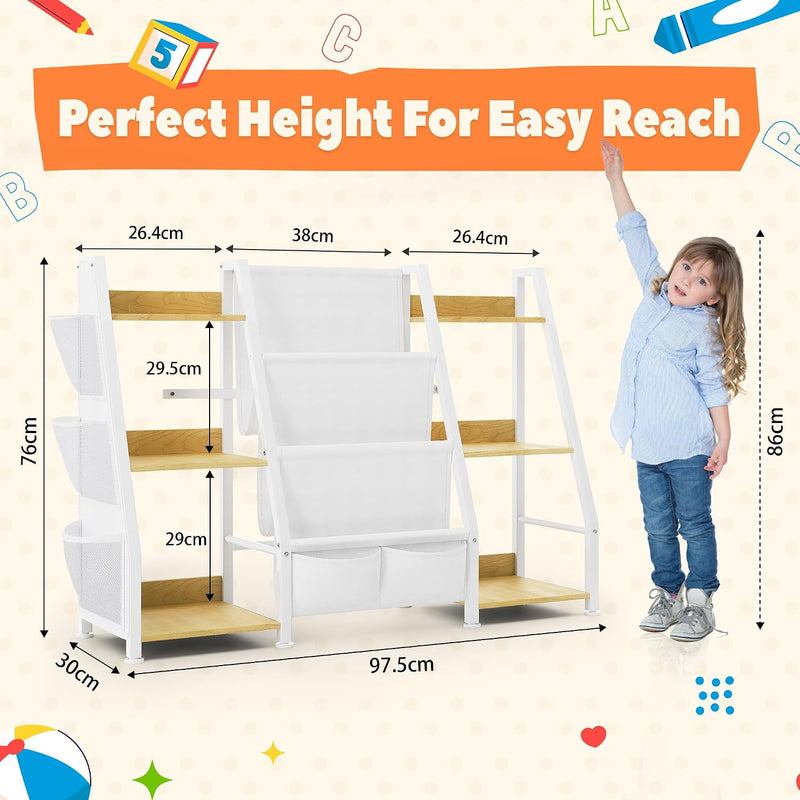 Kids Bookshelf and Toy Storage Organiser: 3-Tier Sling