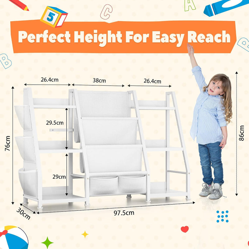 Kids Bookshelf and Toy Storage Organiser: 3-Tier Sling